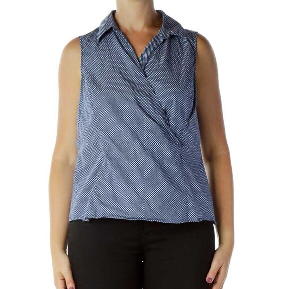 Talbots Blue White Polkadots Top - Picture 1 of 3